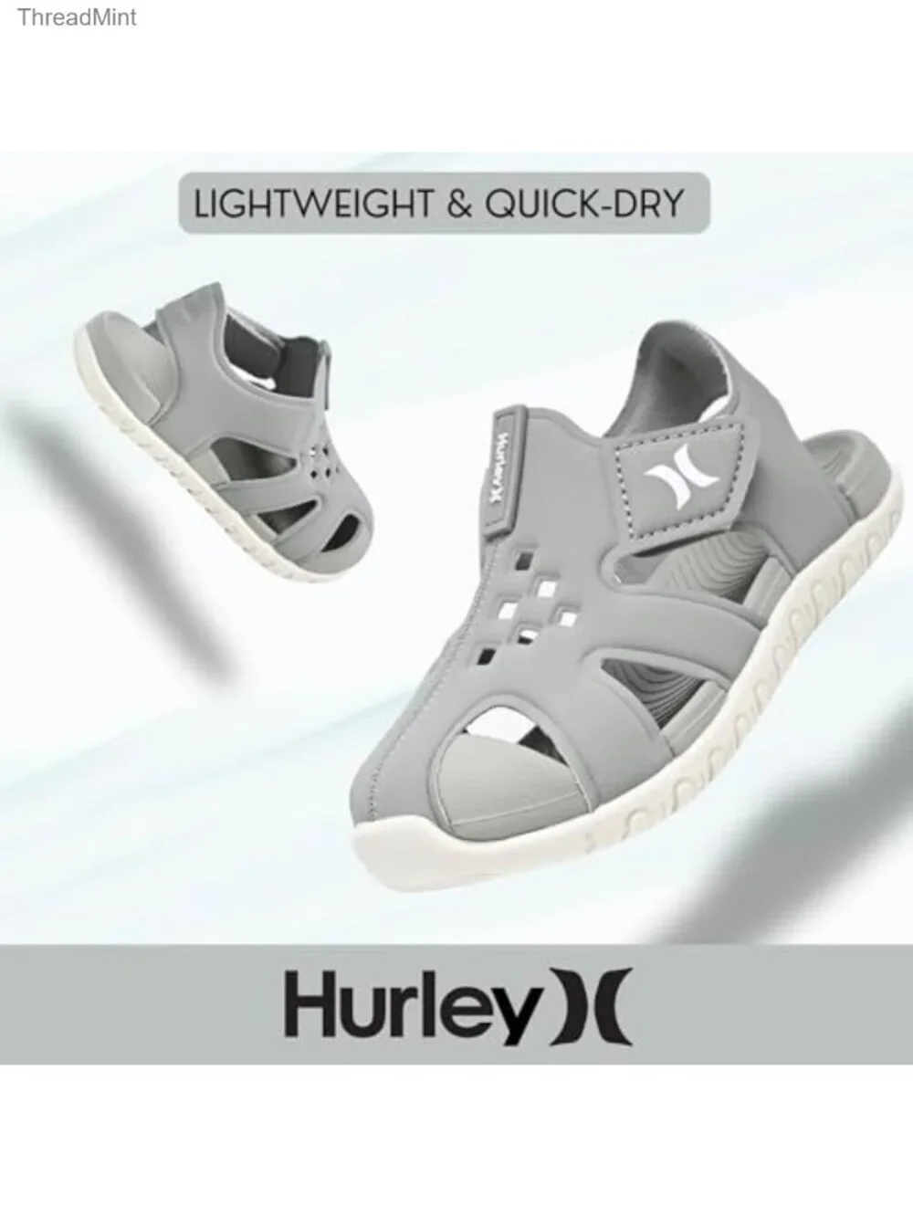 Kids Quick-Dry Water Shoes - Closed-Toe Sandals with Hook-and-Loop Strap &